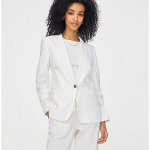 J.Crew Petite Linen-Blend One-Button Blazer SA 2P White Lined Long Sleeve Notch